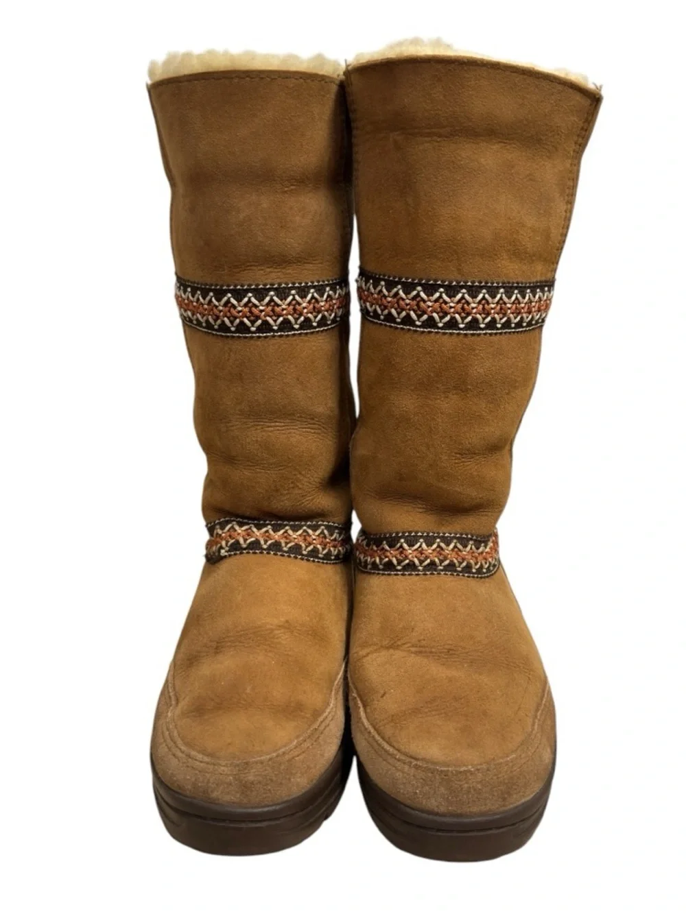 UGG Sundance Revival Chestnut Sheepskin Tasman Braid Boots Unique Womens US 6